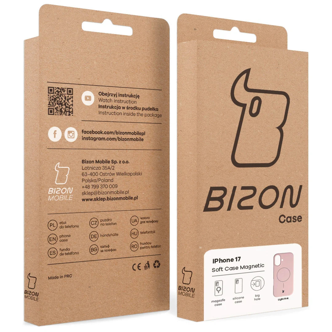 Silikon Handyhülle mit Magnetring für iPhone 17, Bizon Soft Case Magnetic, Hellrosa