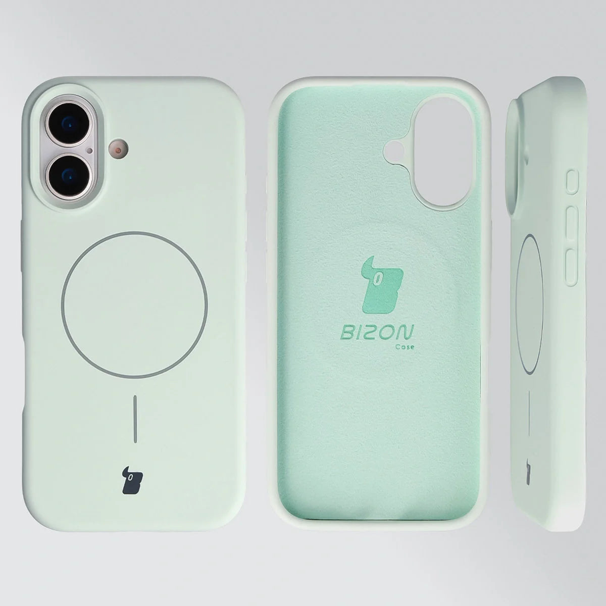 Silikon Handyhülle mit Magnetring für iPhone 17, Bizon Soft Case Magnetic, Pistazienfarben
