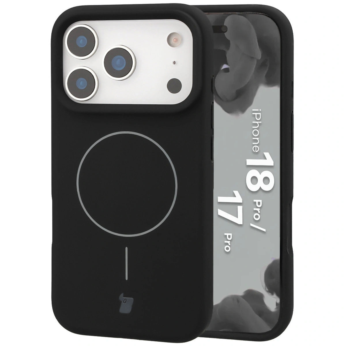 Silikon Handyhülle mit Magnetring für iPhone 18 Pro / 17 Pro, Bizon Soft Case Magnetic, Schwarz