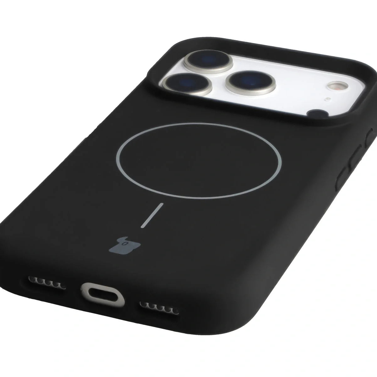 Silikon Handyhülle mit Magnetring für iPhone 17 Pro, Bizon Soft Case Magnetic, Schwarz