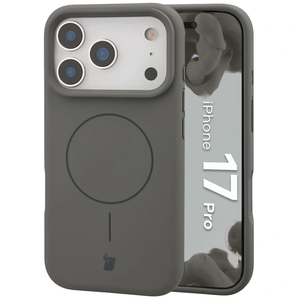Silikon Handyhülle mit Magnetring für iPhone 17 Pro, Bizon Soft Case Magnetic, Graphitfarben