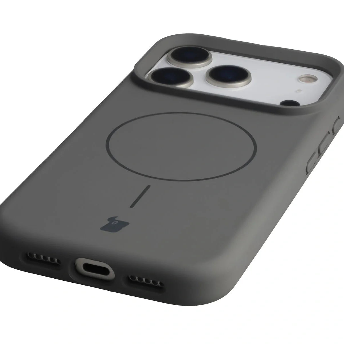 Silikon Handyhülle mit Magnetring für iPhone 17 Pro, Bizon Soft Case Magnetic, Graphitfarben
