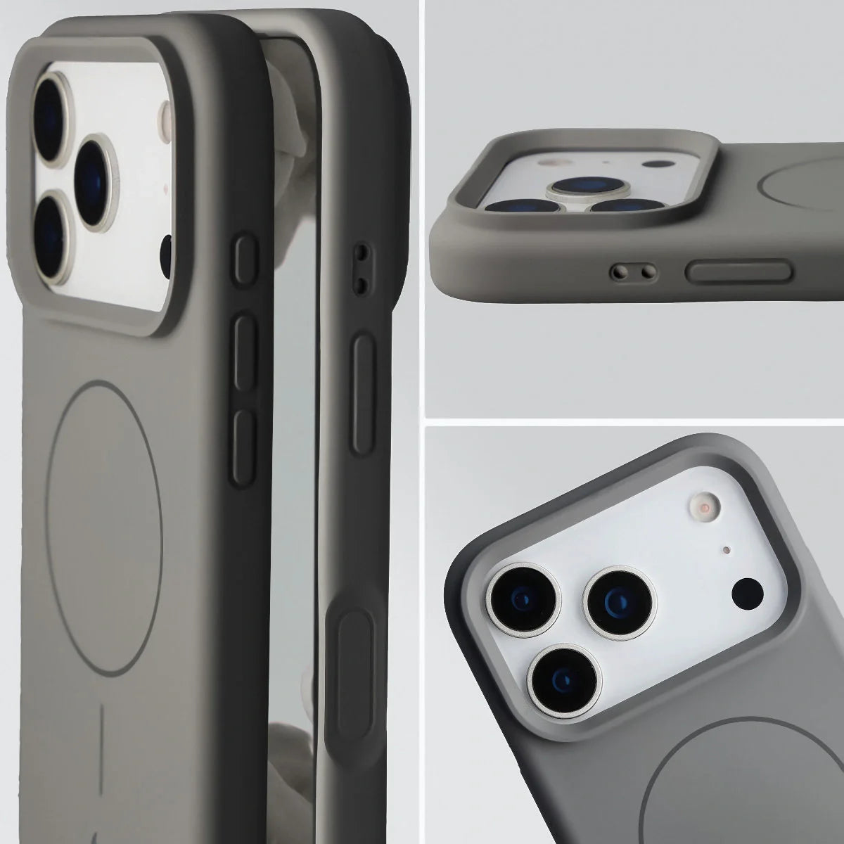 Silikon Handyhülle mit Magnetring für iPhone 17 Pro, Bizon Soft Case Magnetic, Graphitfarben