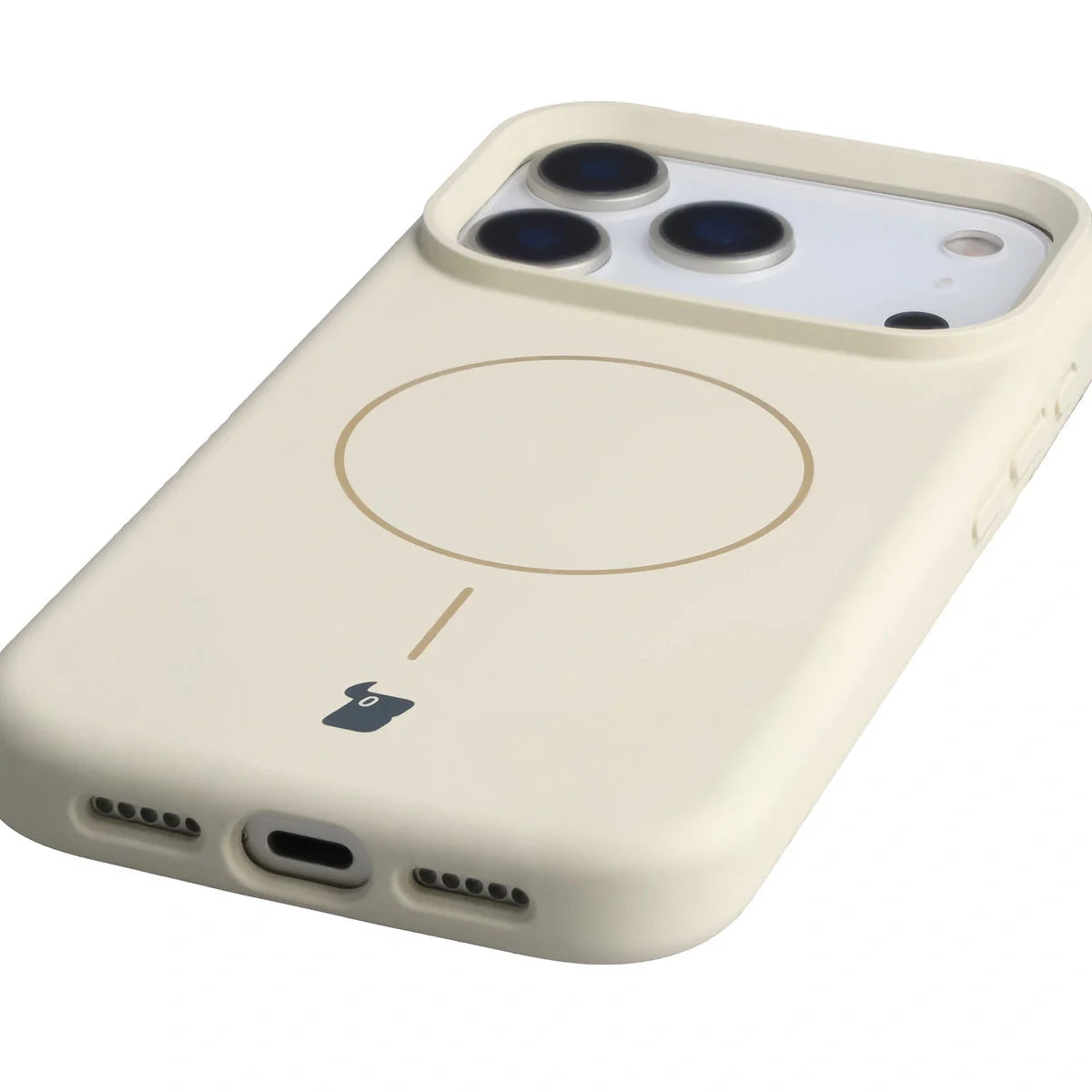 Silikon Handyhülle mit Magnetring für iPhone 17 Pro, Bizon Soft Case Magnetic, Écru