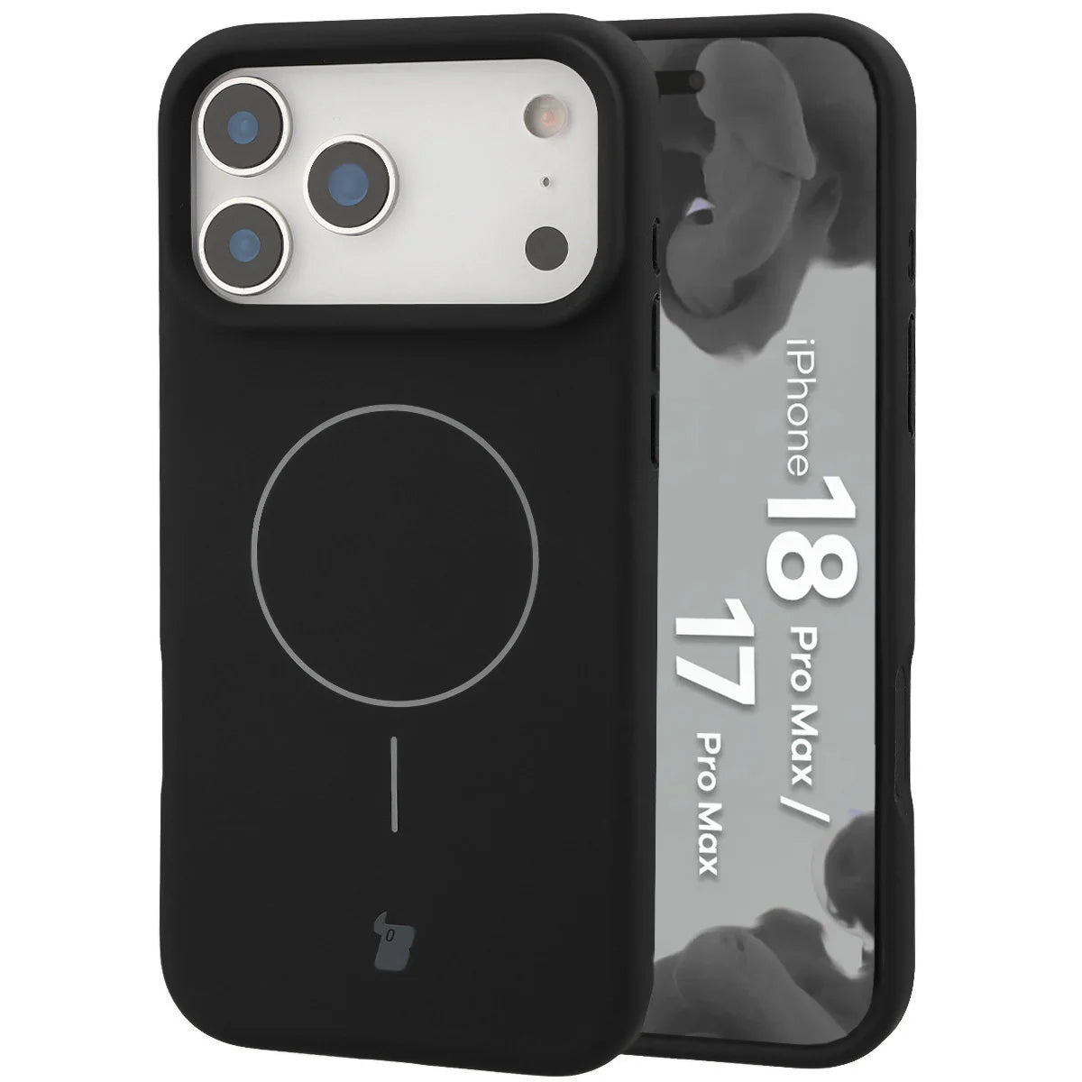 Silikon Handyhülle mit Magnetring für iPhone 18 Pro Max /  17 Pro Max, Bizon Soft Case Magnetic, Schwarz