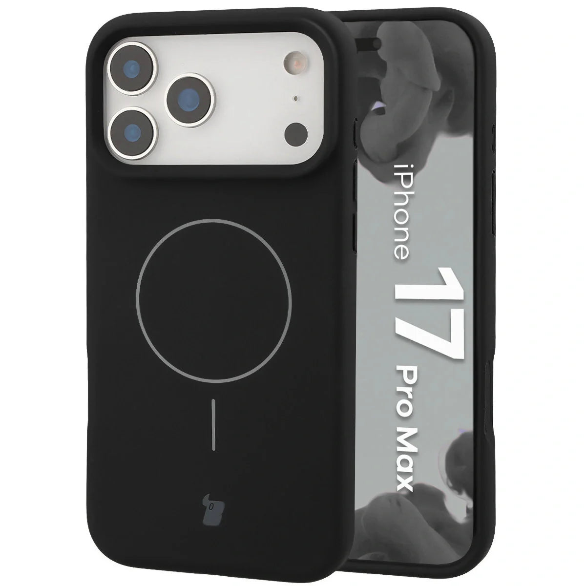 Silikon Handyhülle mit Magnetring für iPhone 17 Pro Max, Bizon Soft Case Magnetic, Schwarz