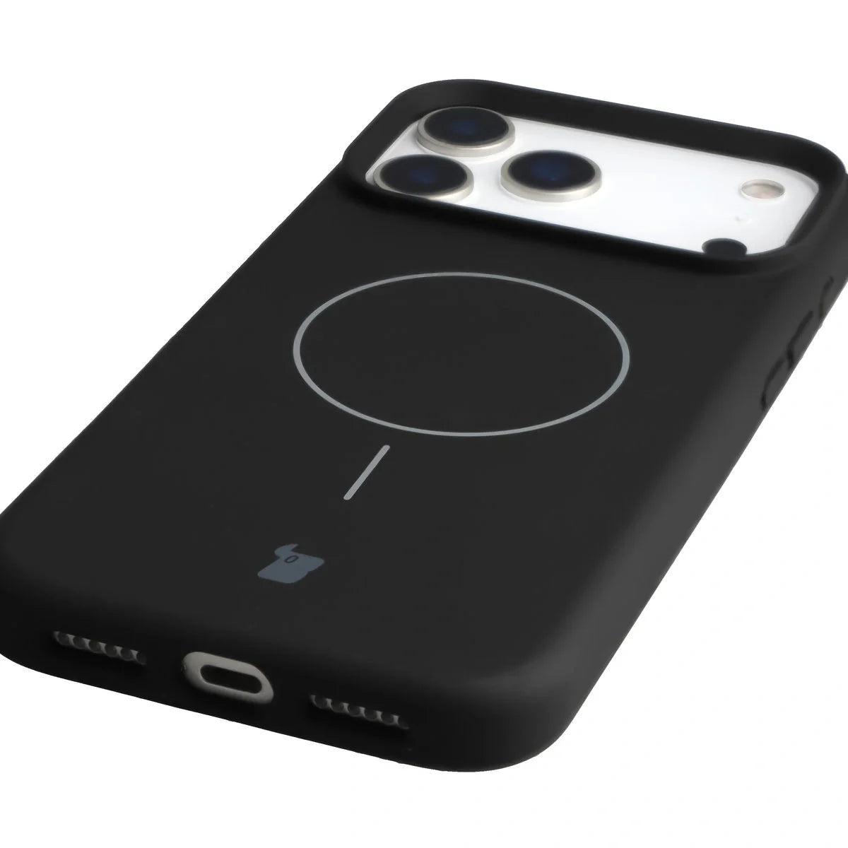 Silikon Handyhülle mit Magnetring für iPhone 17 Pro Max, Bizon Soft Case Magnetic, Schwarz