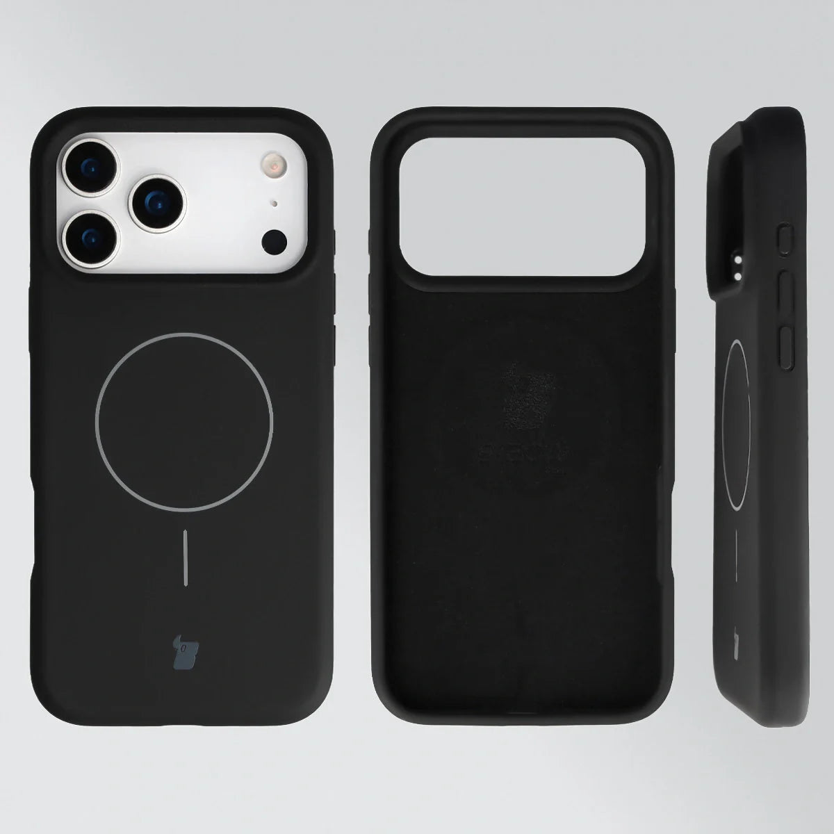 Silikon Handyhülle mit Magnetring für iPhone 17 Pro Max, Bizon Soft Case Magnetic, Schwarz