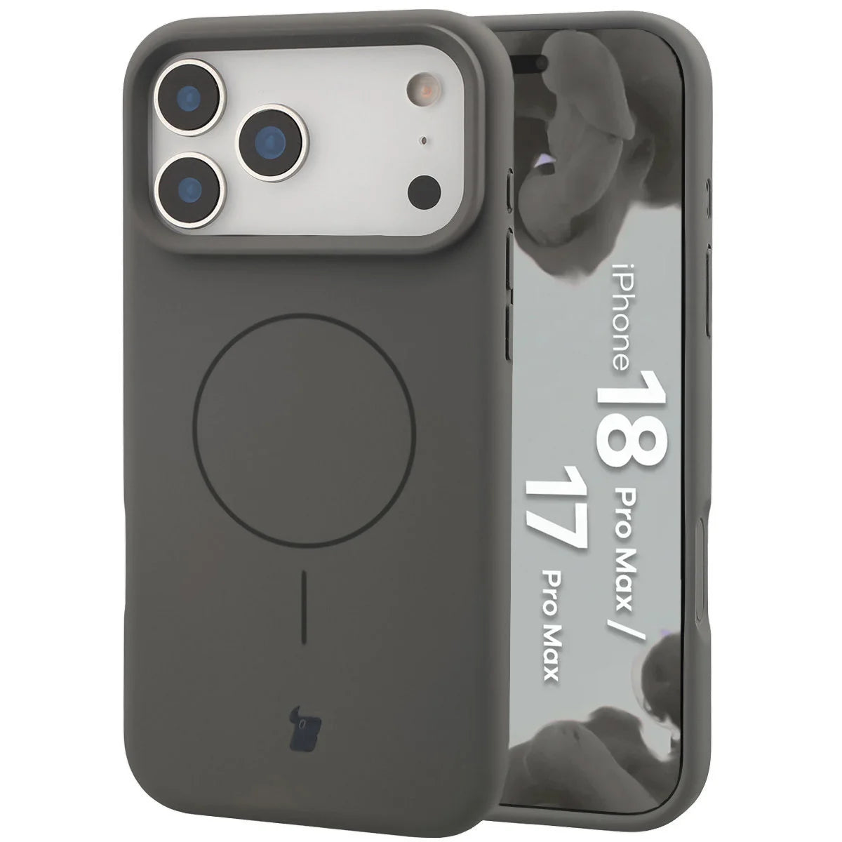 Silikon Handyhülle mit Magnetring für iPhone 18 Pro Max /  17 Pro Max, Bizon Soft Case Magnetic, Graphitfarben