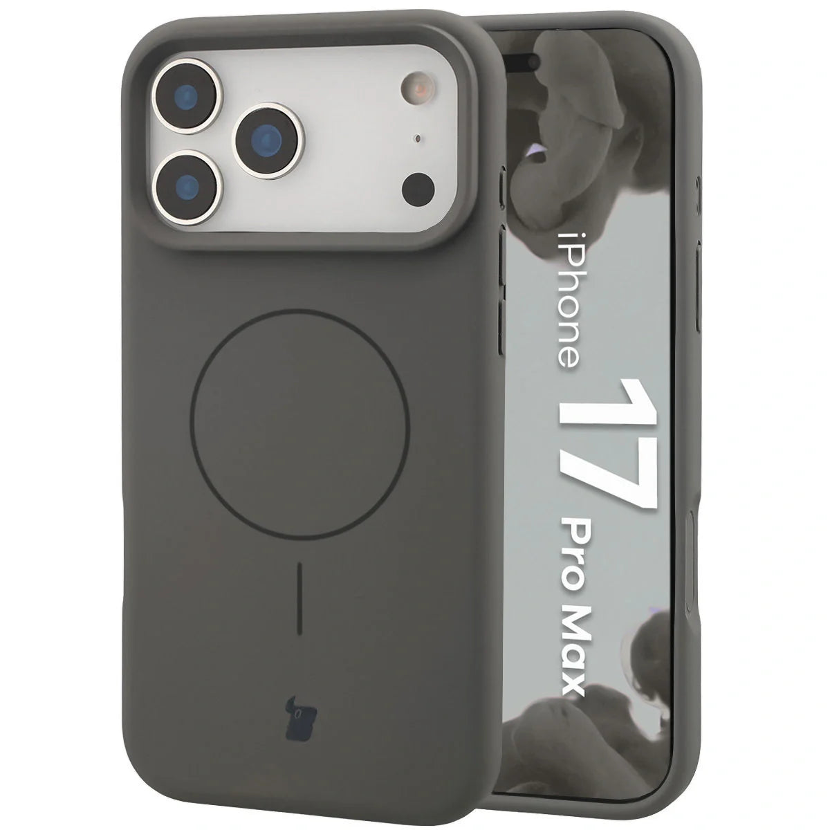 Silikon Handyhülle mit Magnetring für iPhone 17 Pro Max, Bizon Soft Case Magnetic, Graphitfarben