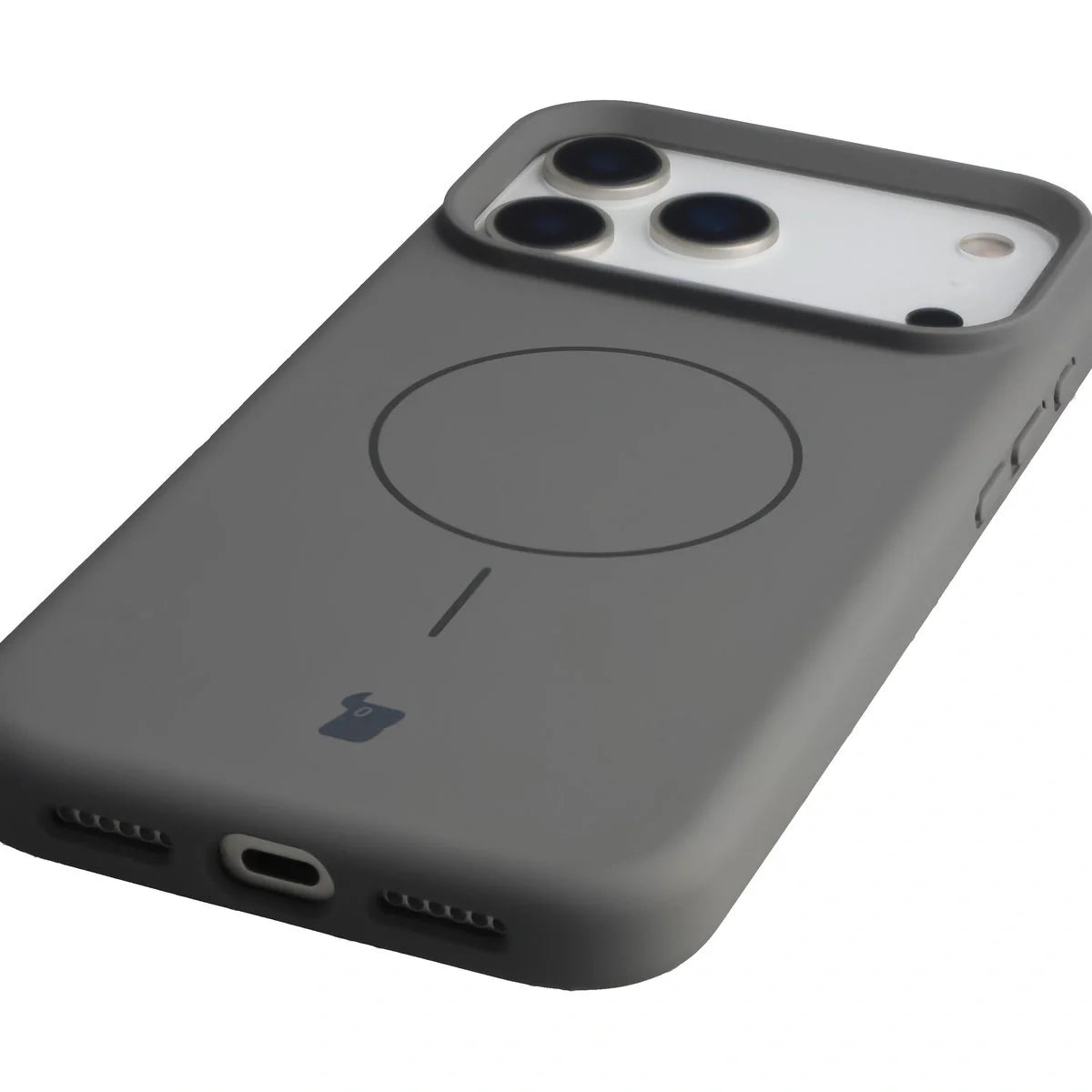 Silikon Handyhülle mit Magnetring für iPhone 17 Pro Max, Bizon Soft Case Magnetic, Graphitfarben
