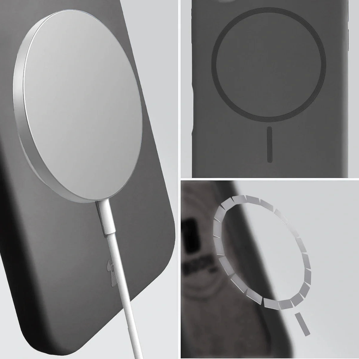Silikon Handyhülle mit Magnetring für iPhone 17 Pro Max, Bizon Soft Case Magnetic, Graphitfarben