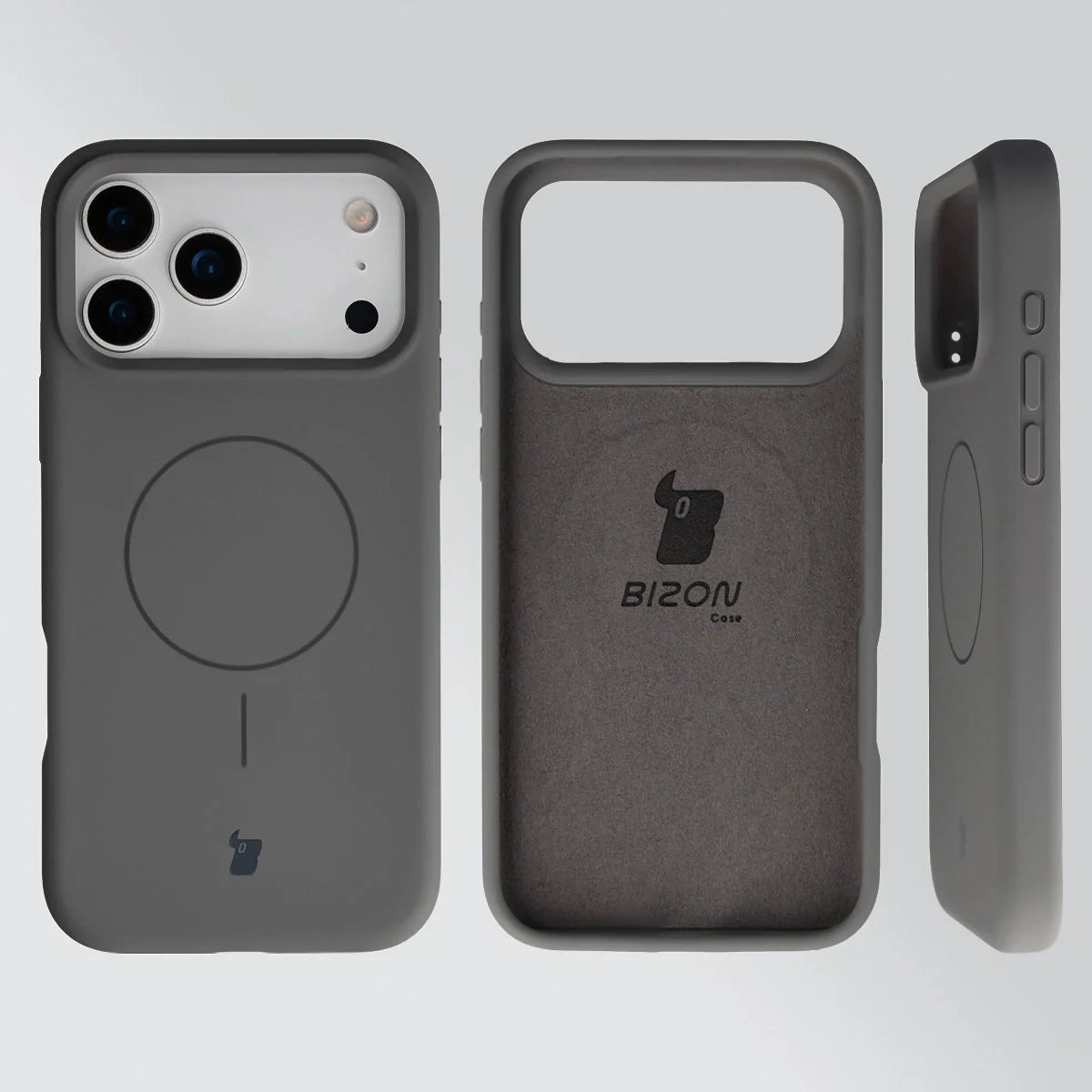 Silikon Handyhülle mit Magnetring für iPhone 17 Pro Max, Bizon Soft Case Magnetic, Graphitfarben