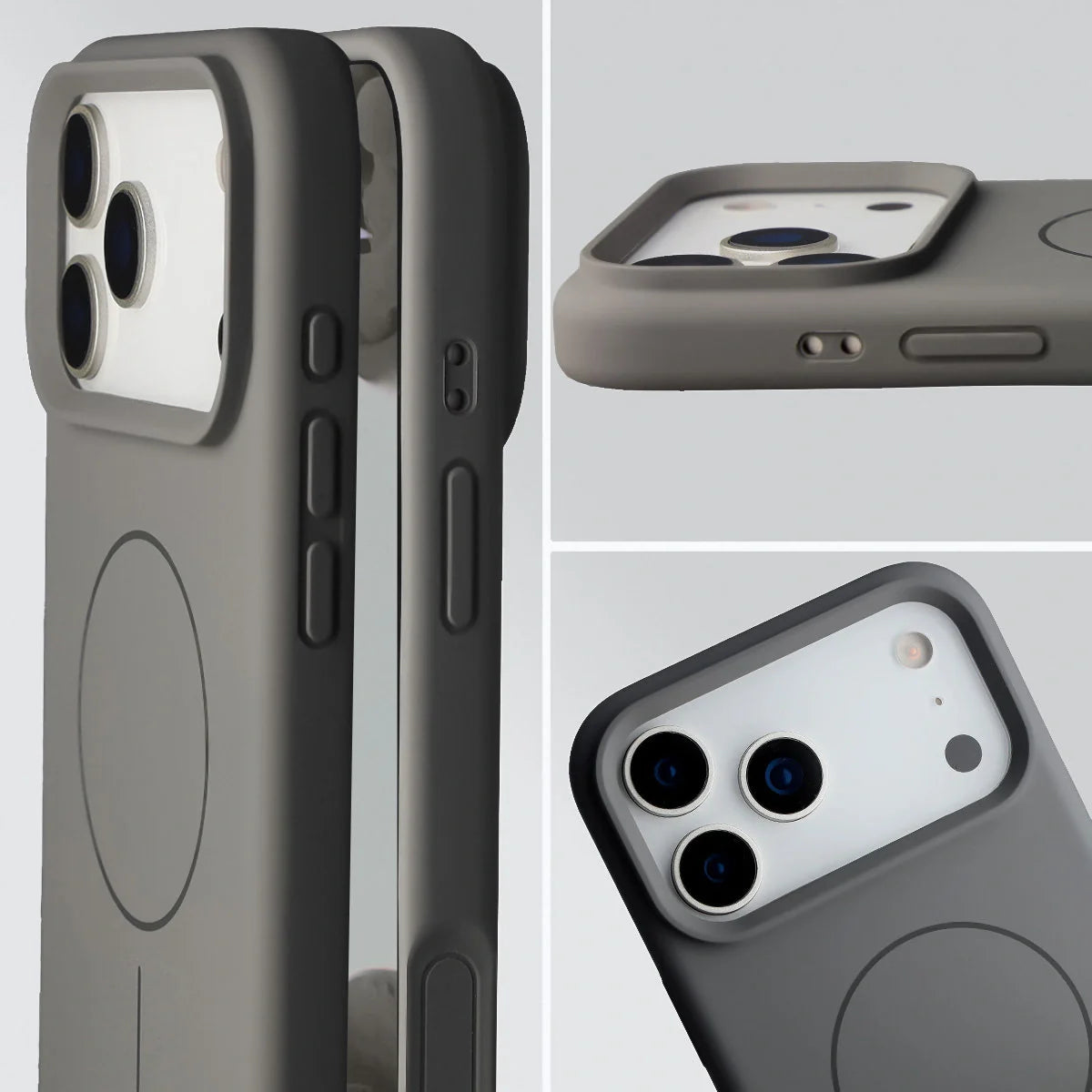 Silikon Handyhülle mit Magnetring für iPhone 17 Pro Max, Bizon Soft Case Magnetic, Graphitfarben
