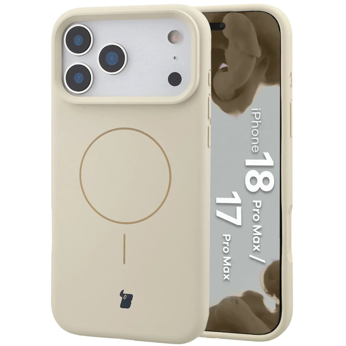 Silikon Handyhülle mit Magnetring für iPhone 18 Pro Max /  17 Pro Max, Bizon Soft Case Magnetic, Écru
