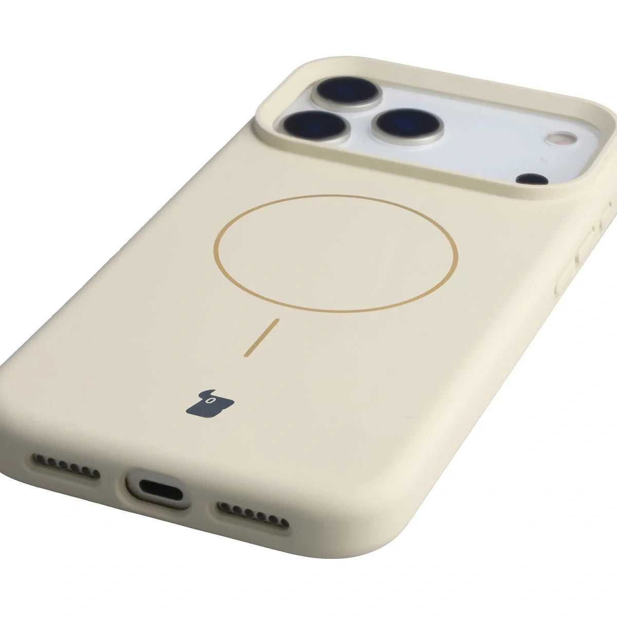 Silikon Handyhülle mit Magnetring für iPhone 17 Pro Max, Bizon Soft Case Magnetic, Écru