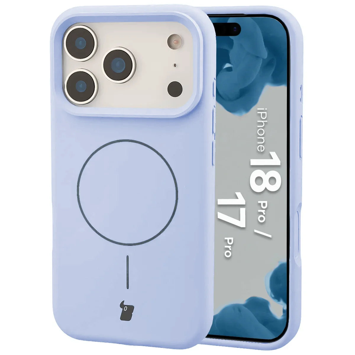 Silikon Handyhülle mit Magnetring für iPhone 18 Pro / 17 Pro, Bizon Soft Case Magnetic, Hellblau (1/8)
