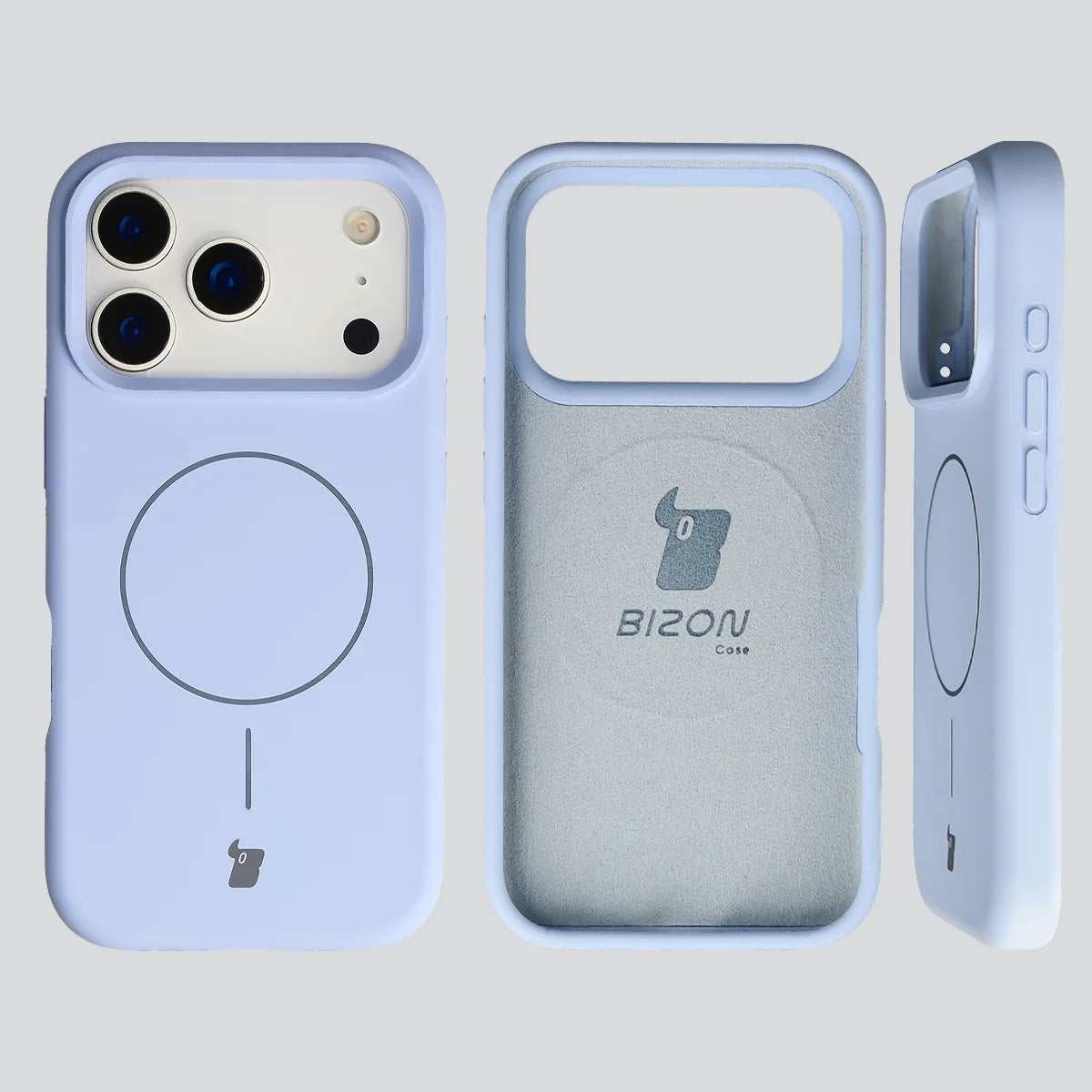 Silikon Handyhülle mit Magnetring für iPhone 18 Pro / 17 Pro, Bizon Soft Case Magnetic, Hellblau (5/8)