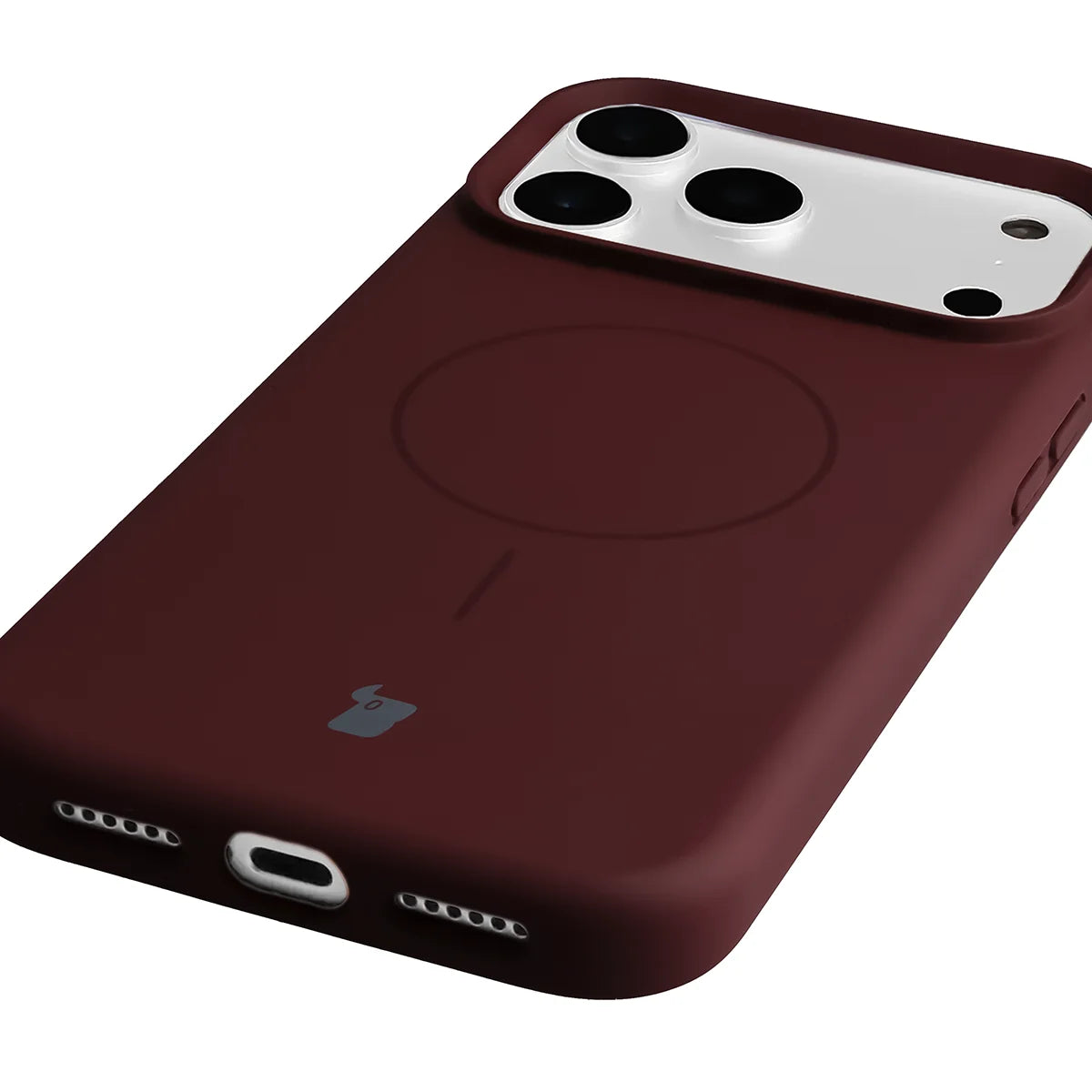 Silikon Handyhülle mit Magnetring für iPhone 18 Pro Max / 17 Pro Max, Bizon Soft Case Magnetic, Burgunderrot (3/8)
