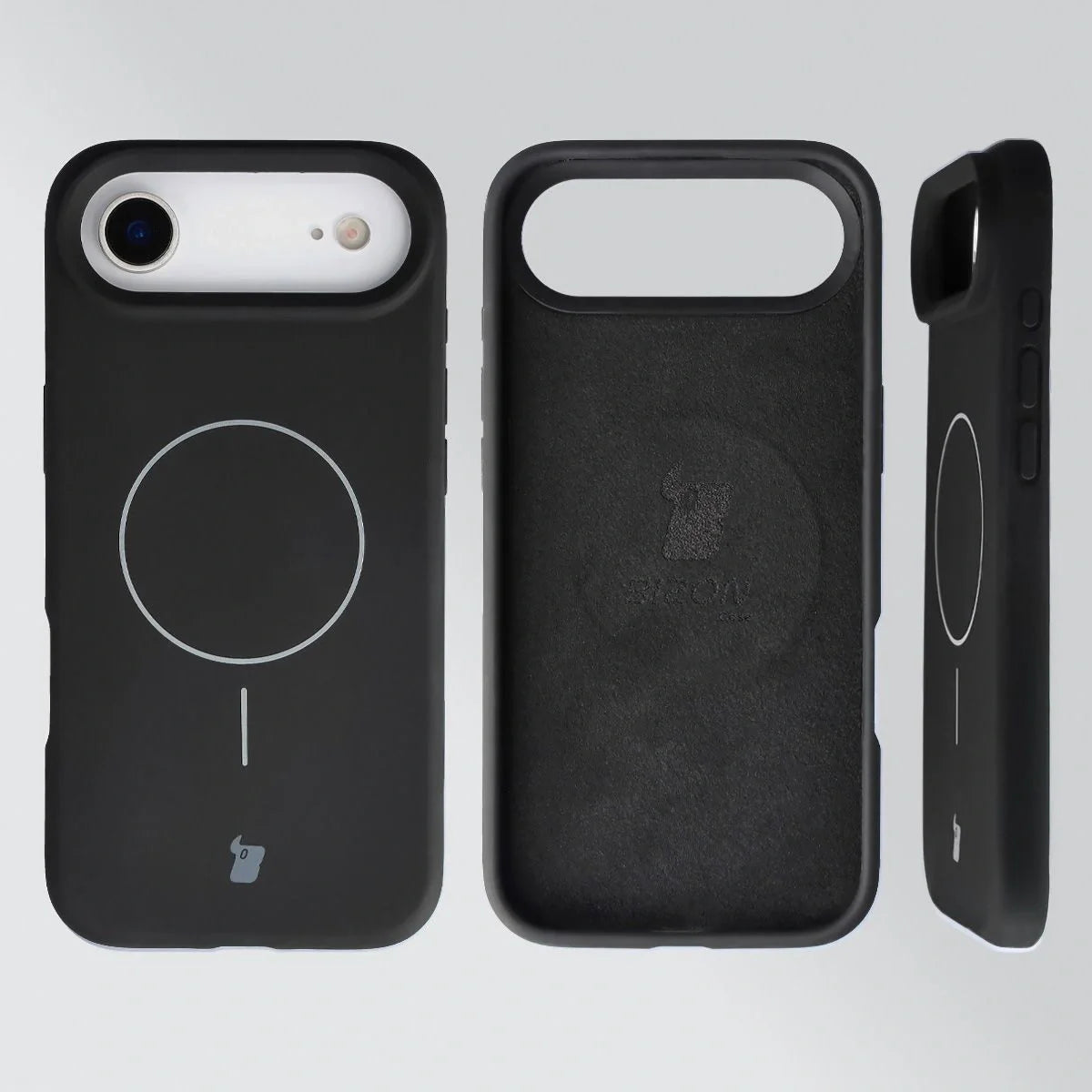 Silikon Handyhülle mit Magnetring für iPhone Air, Bizon Soft Case Magnetic, Schwarz