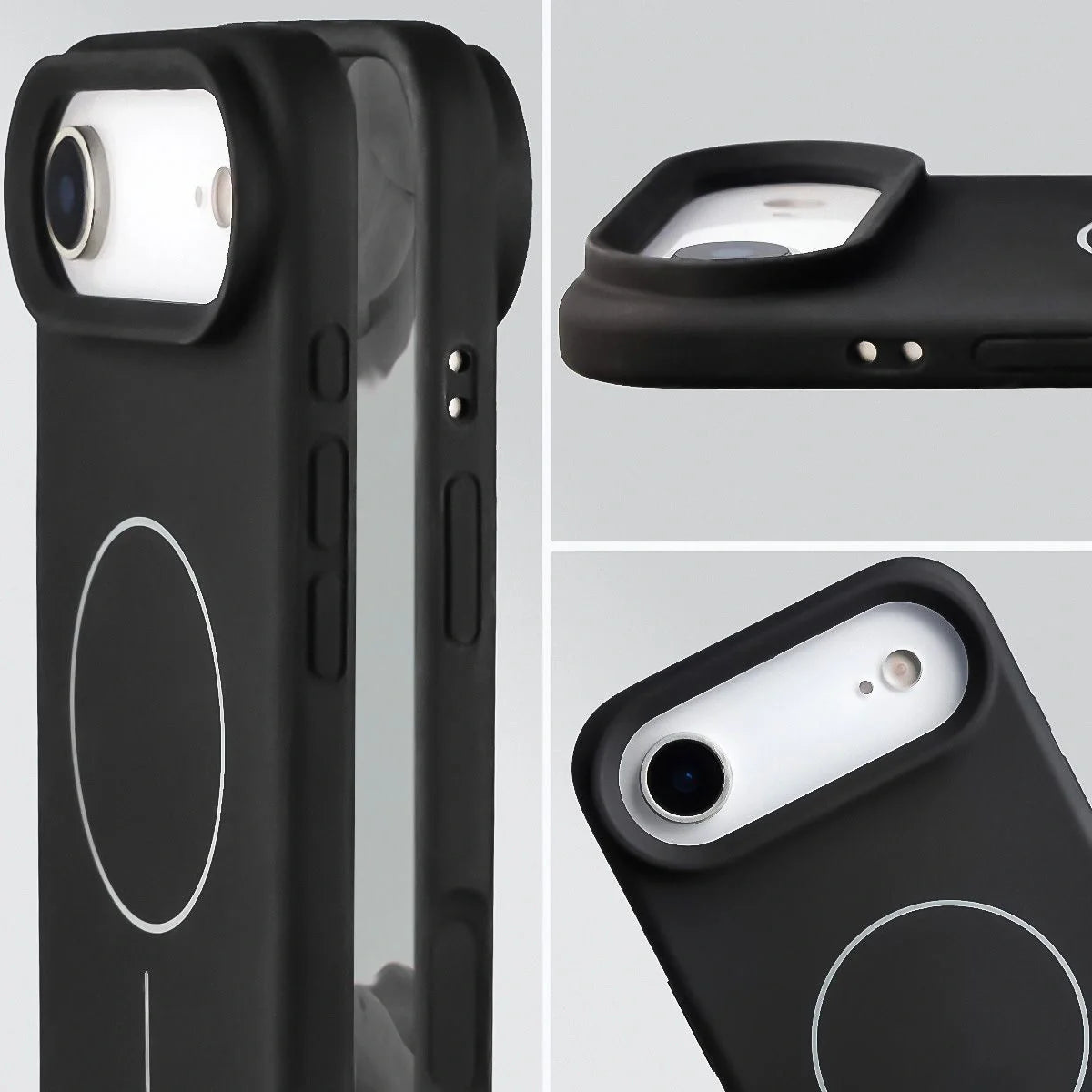 Silikon Handyhülle mit Magnetring für iPhone Air, Bizon Soft Case Magnetic, Schwarz