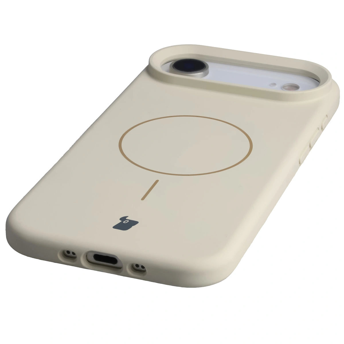 Silikon Handyhülle mit Magnetring für iPhone Air, Bizon Soft Case Magnetic, Écru