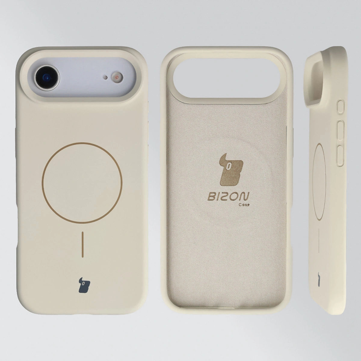 Silikon Handyhülle mit Magnetring für iPhone Air, Bizon Soft Case Magnetic, Écru