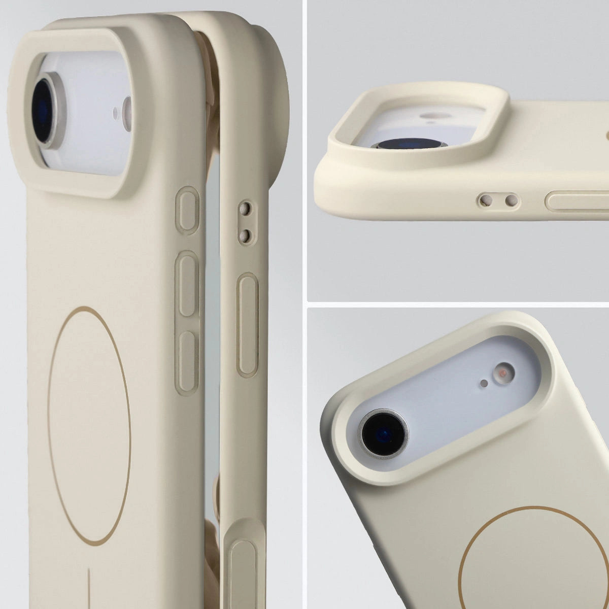 Silikon Handyhülle mit Magnetring für iPhone Air, Bizon Soft Case Magnetic, Écru