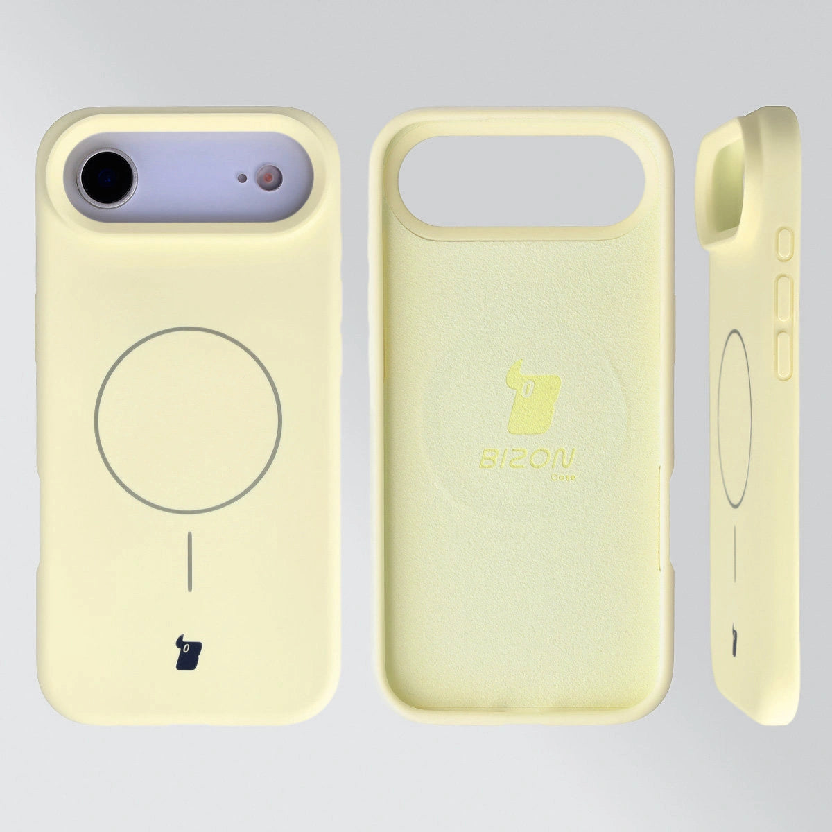 Silikon Handyhülle mit Magnetring für iPhone Air, Bizon Soft Case Magnetic, Hellgelb