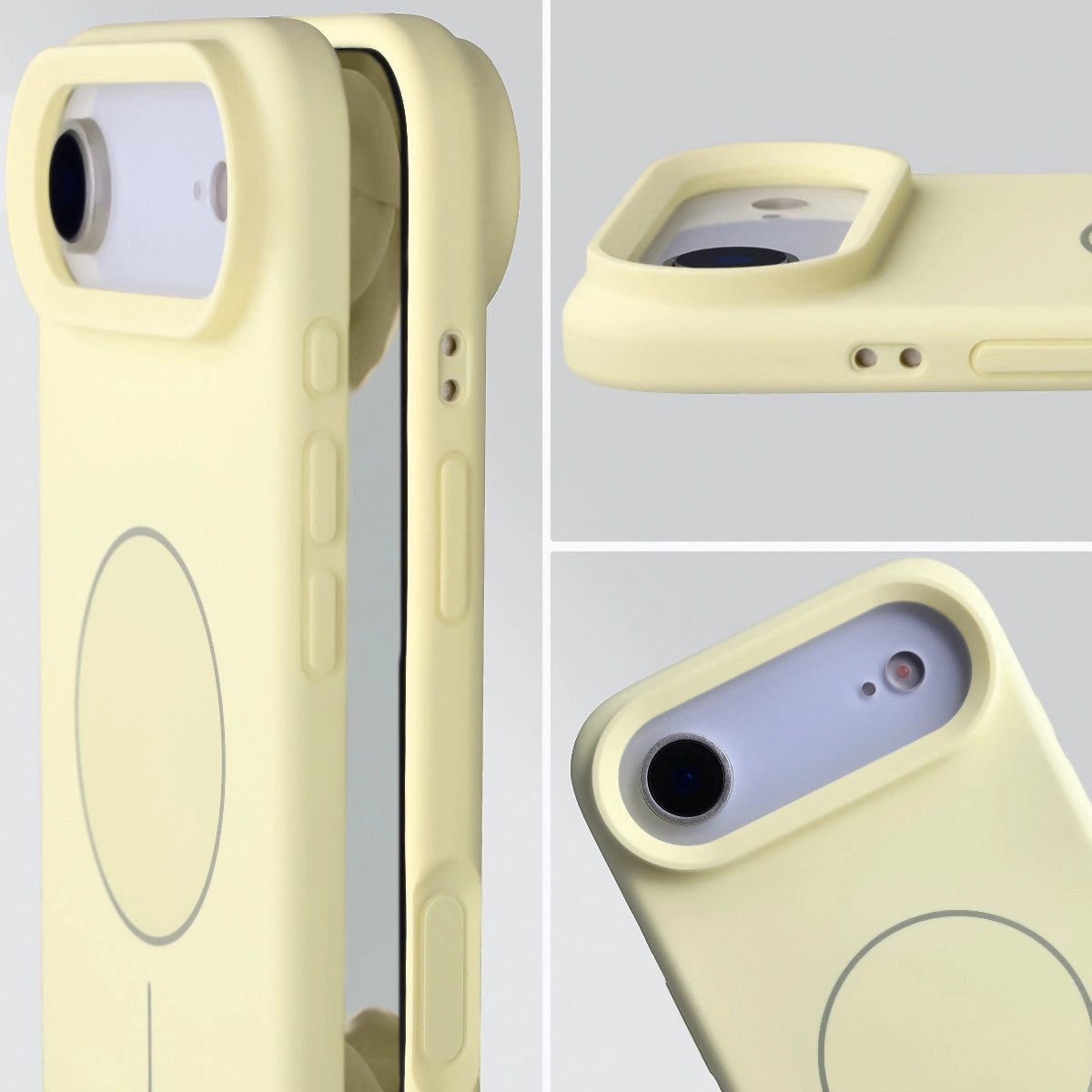 Silikon Handyhülle mit Magnetring für iPhone Air, Bizon Soft Case Magnetic, Hellgelb