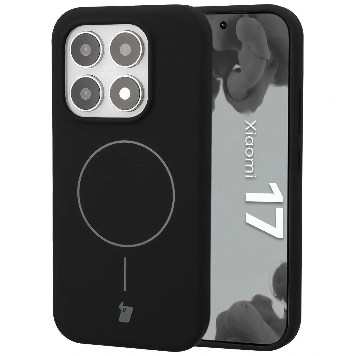 Silikon Handyhülle mit Magnetring für Xiaomi 17, Bizon Soft Case Magnetic, Schwarz