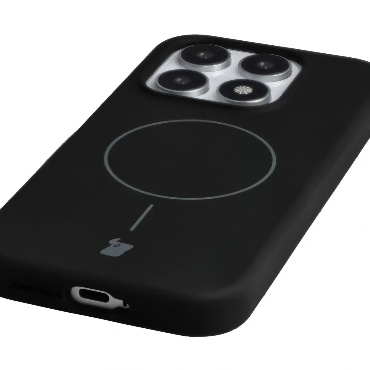 Silikon Handyhülle mit Magnetring für Xiaomi 17, Bizon Soft Case Magnetic, Schwarz