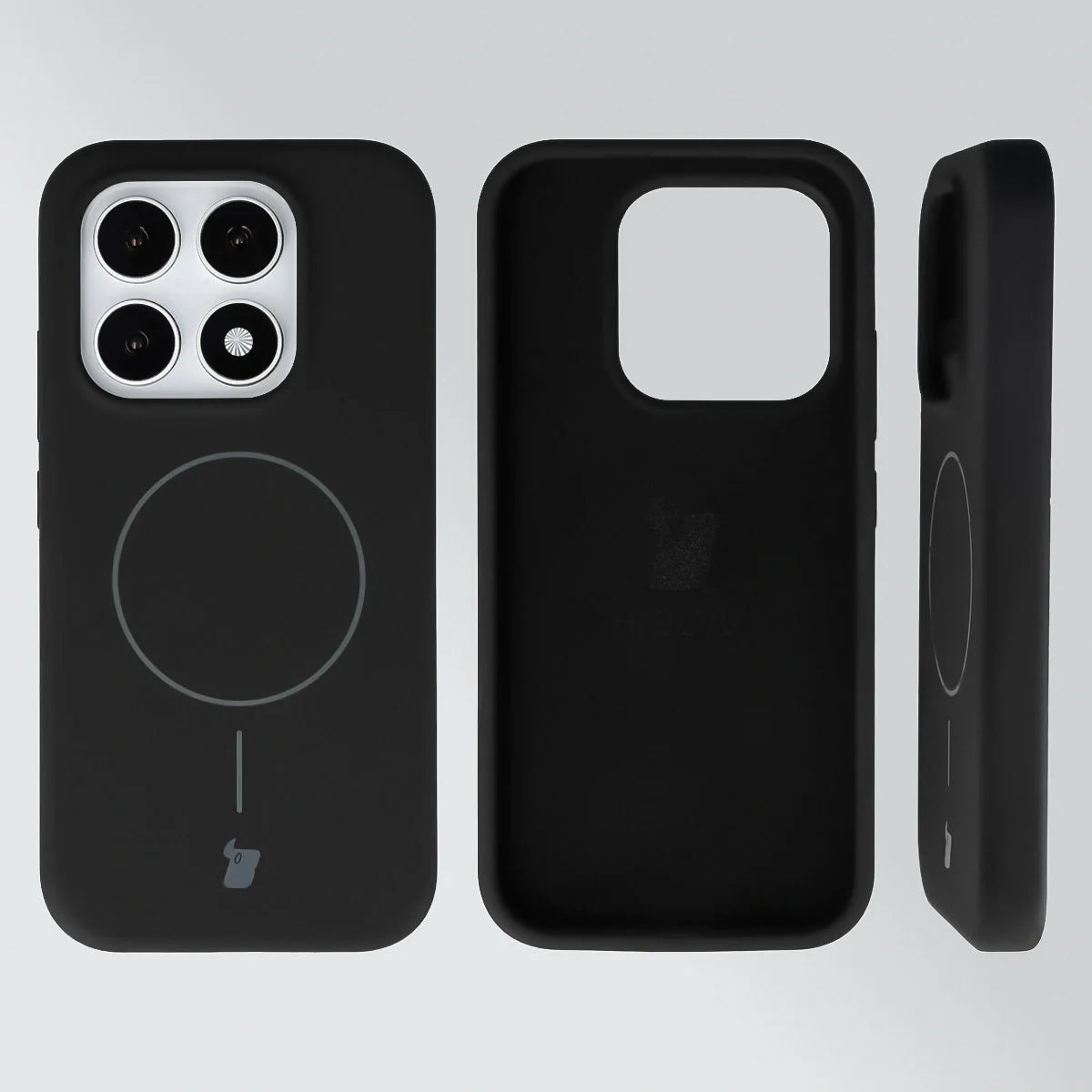 Silikon Handyhülle mit Magnetring für Xiaomi 17, Bizon Soft Case Magnetic, Schwarz
