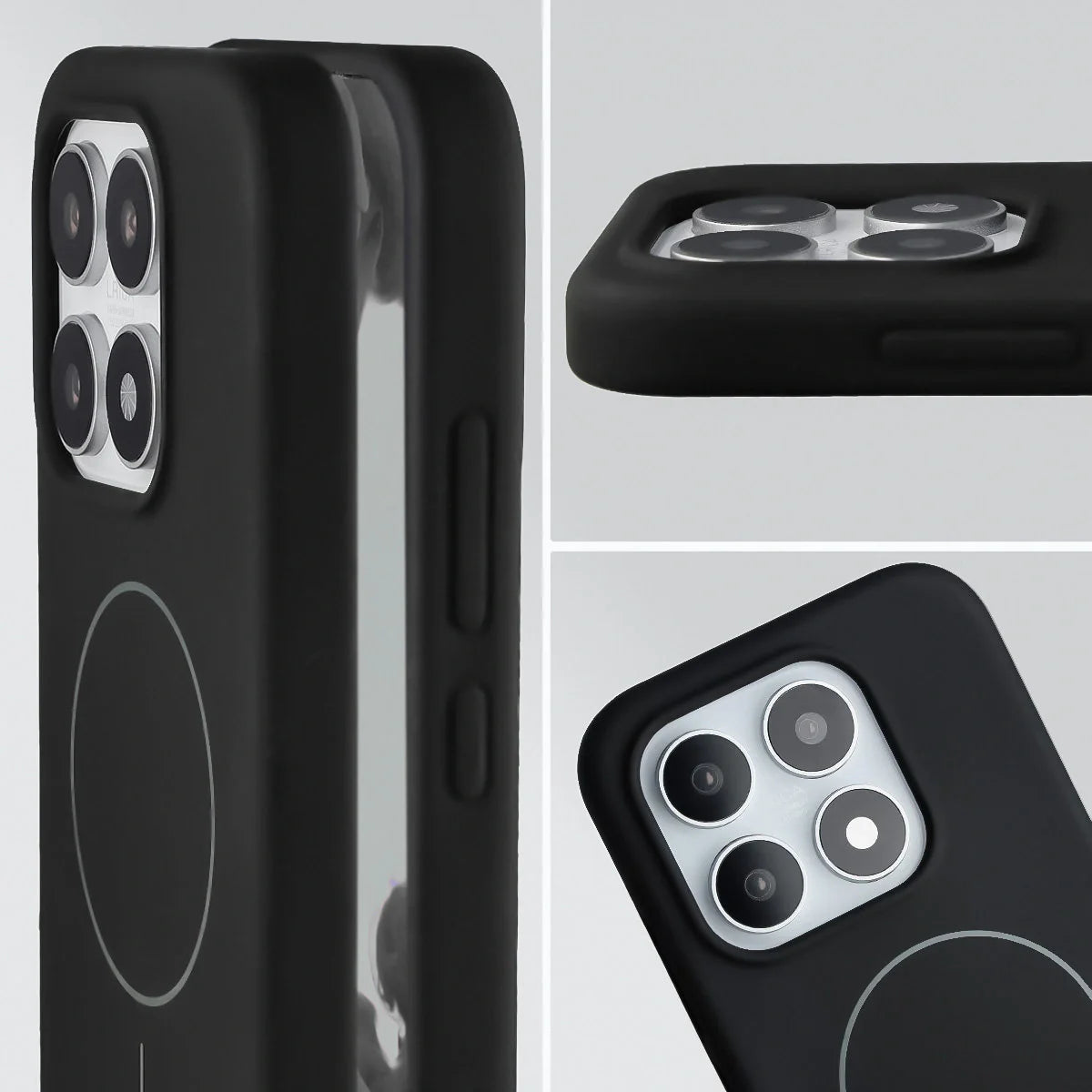 Silikon Handyhülle mit Magnetring für Xiaomi 17, Bizon Soft Case Magnetic, Schwarz