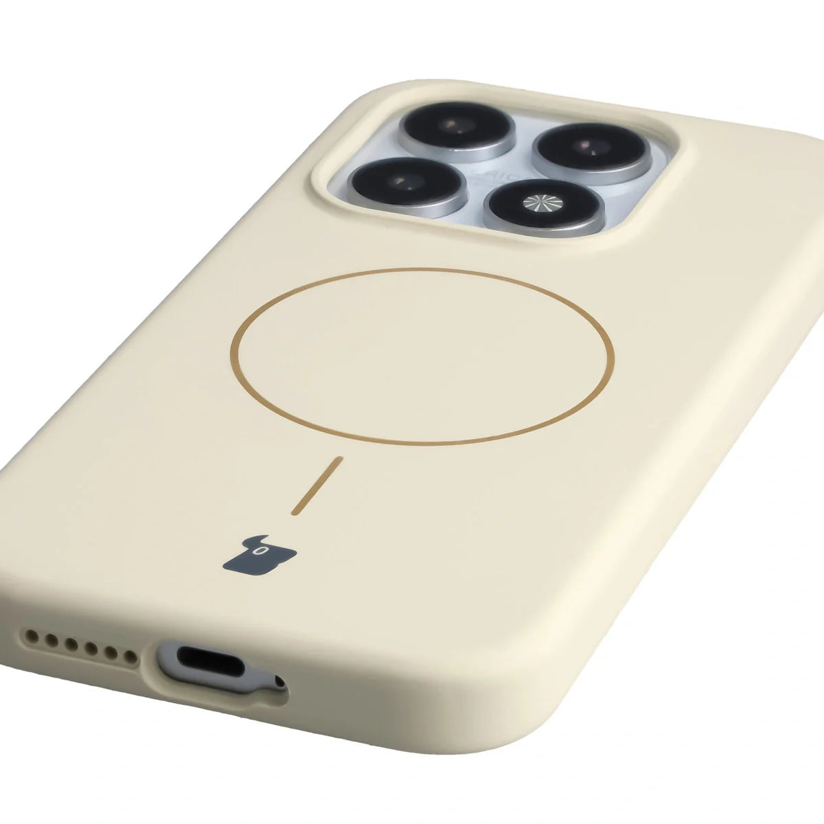 Silikon Handyhülle mit Magnetring für Xiaomi 17, Bizon Soft Case Magnetic, Écru