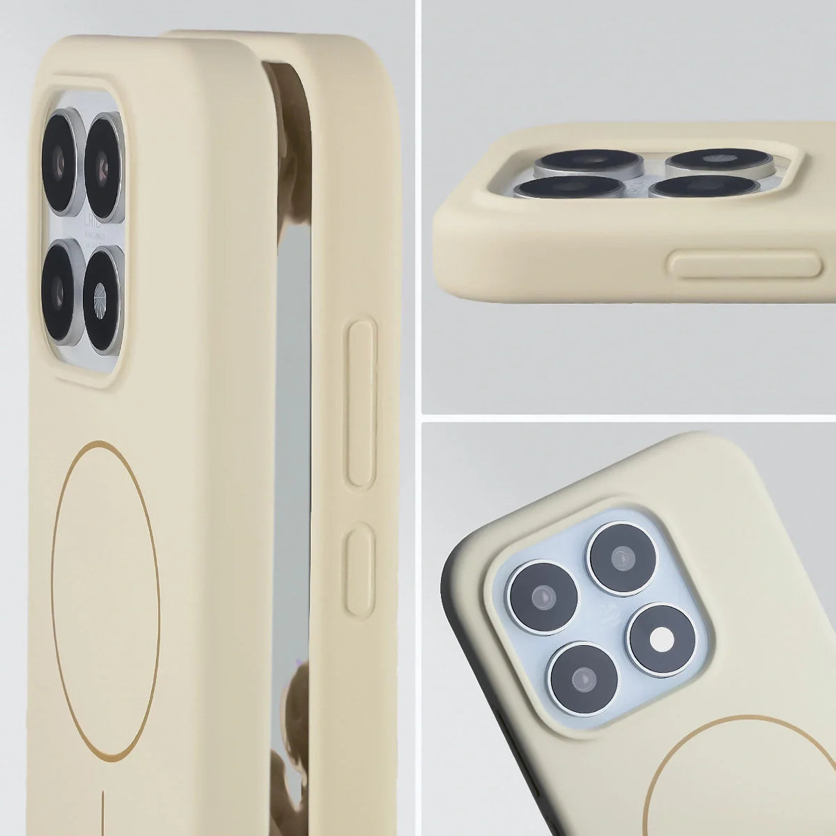 Silikon Handyhülle mit Magnetring für Xiaomi 17, Bizon Soft Case Magnetic, Écru