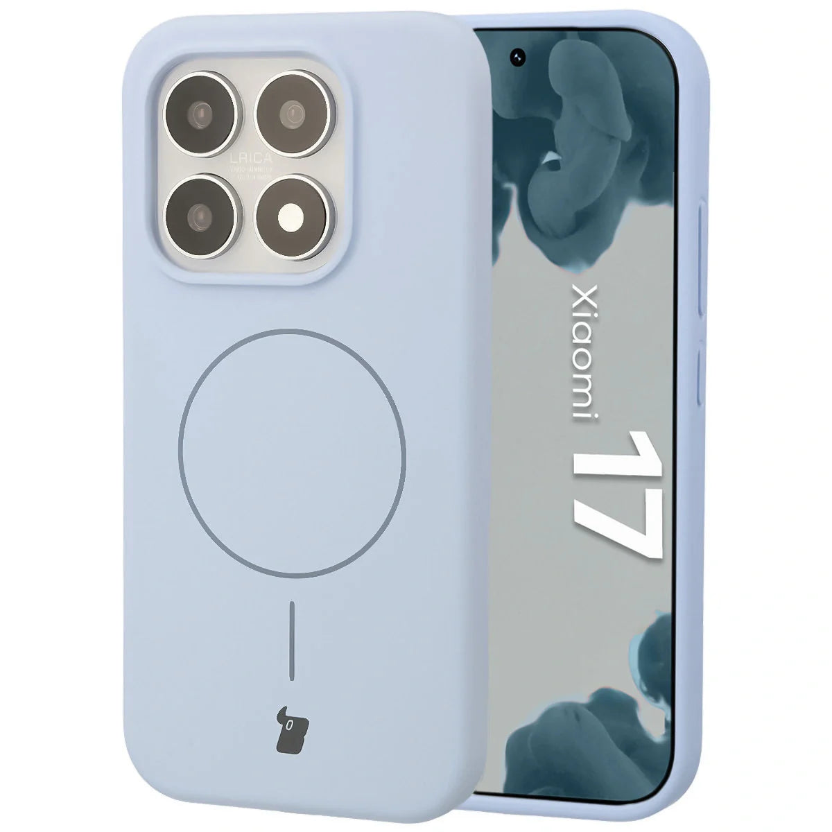 Silikon Handyhülle mit Magnetring für Xiaomi 17, Bizon Soft Case Magnetic, Hellblau