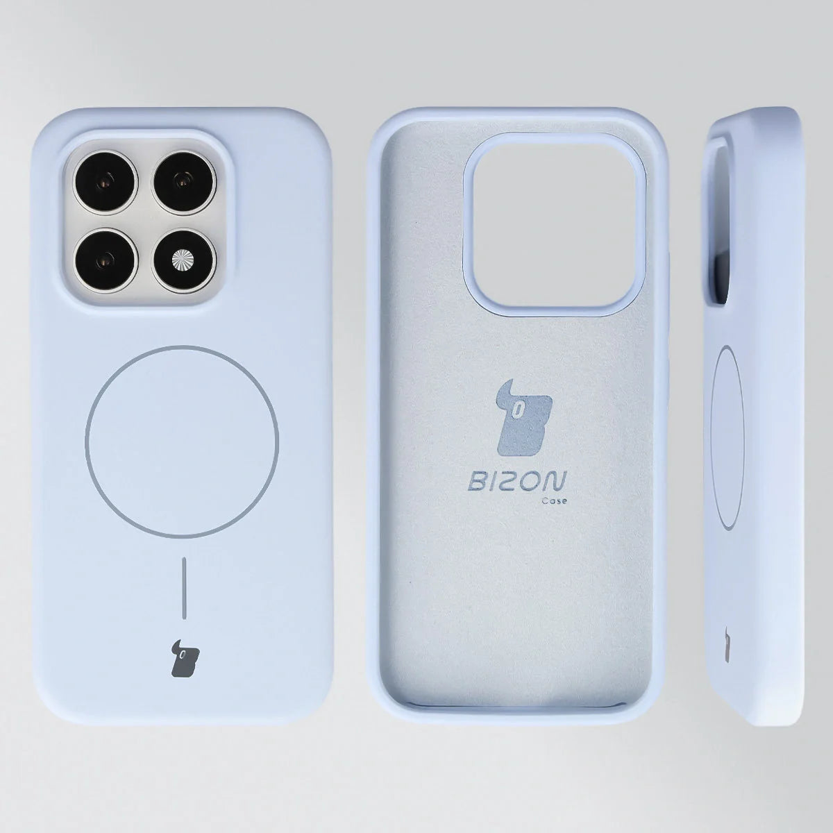 Silikon Handyhülle mit Magnetring für Xiaomi 17, Bizon Soft Case Magnetic, Hellblau