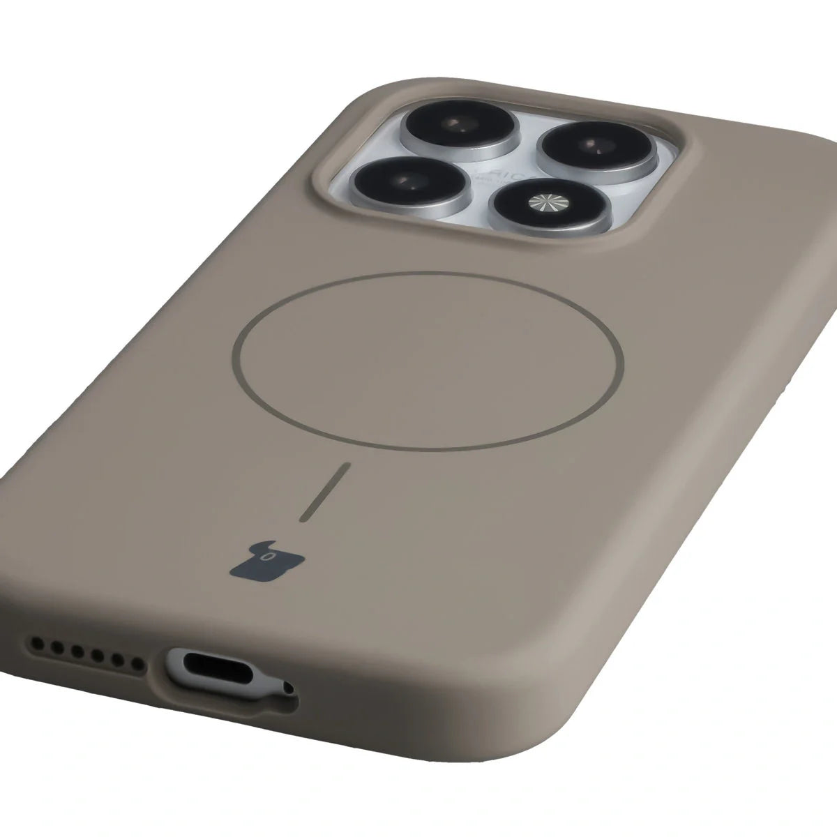 Silikon Handyhülle mit Magnetring für Xiaomi 17, Bizon Soft Case Magnetic, Hellgrau