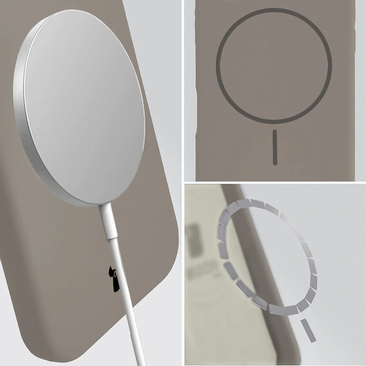 Silikon Handyhülle mit Magnetring für Xiaomi 17, Bizon Soft Case Magnetic, Hellgrau