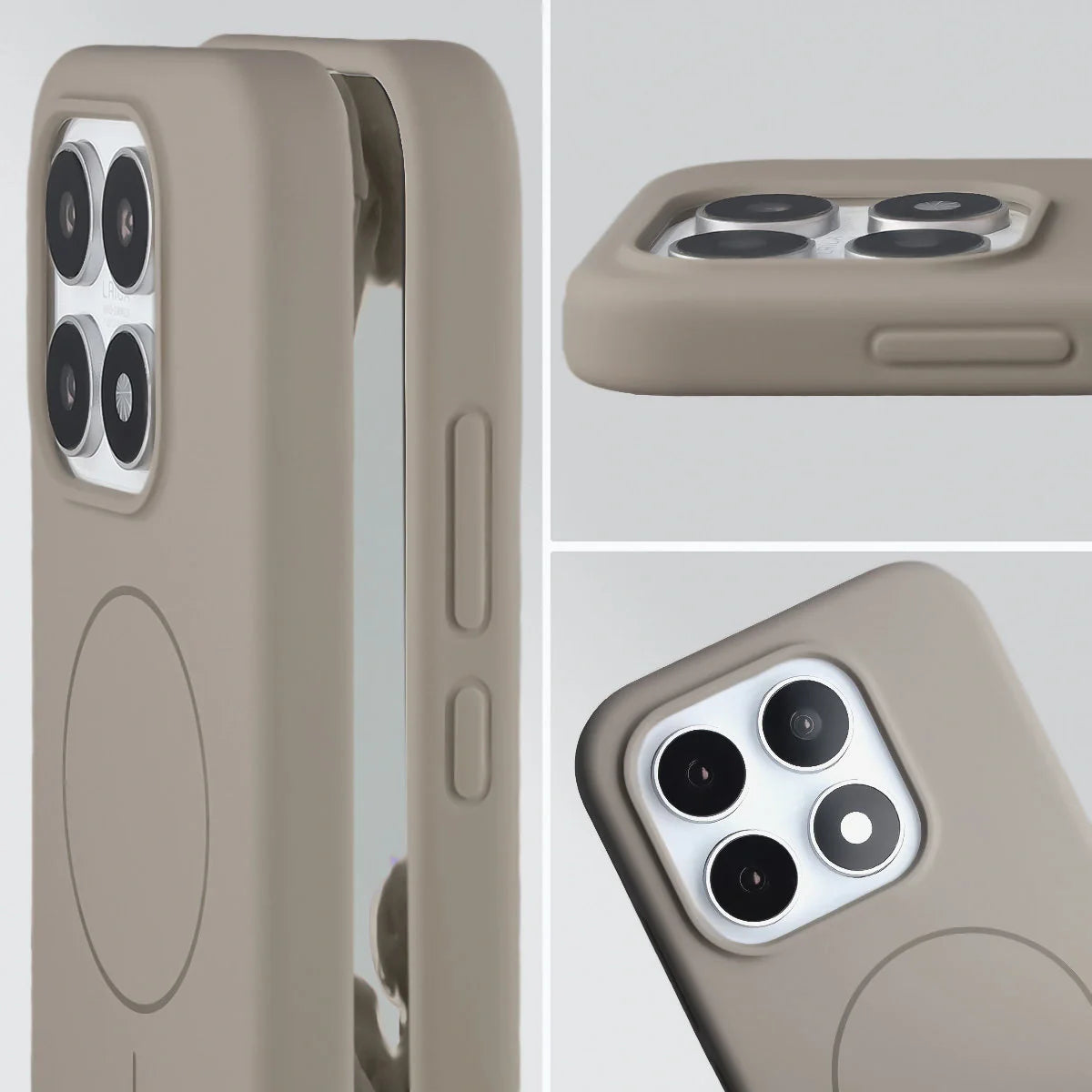 Silikon Handyhülle mit Magnetring für Xiaomi 17, Bizon Soft Case Magnetic, Hellgrau
