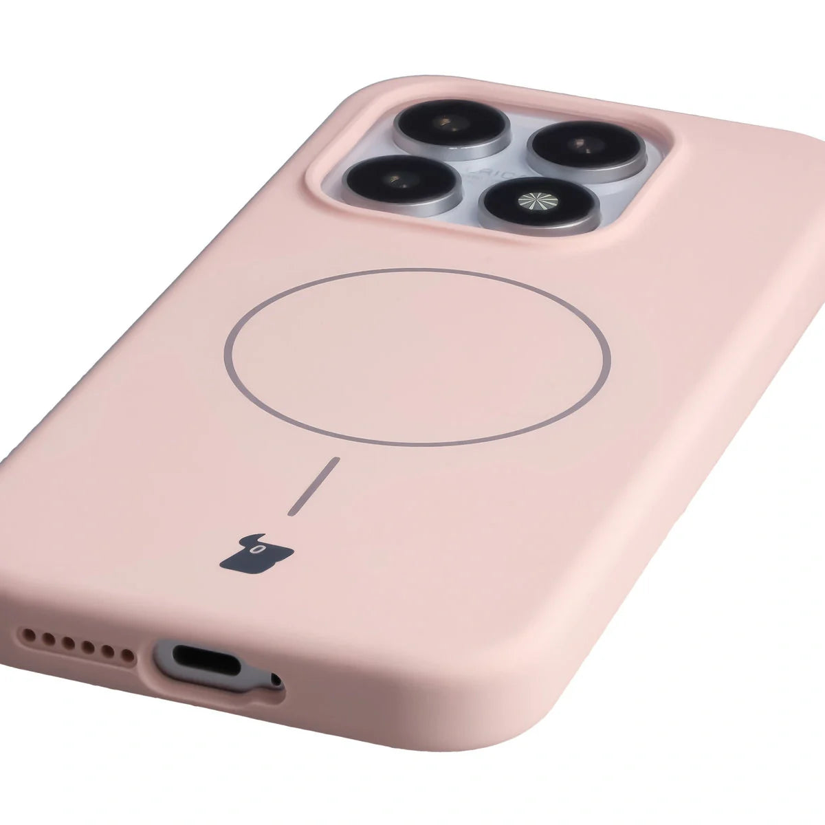 Silikon Handyhülle mit Magnetring für Xiaomi 17, Bizon Soft Case Magnetic, Hellrosa