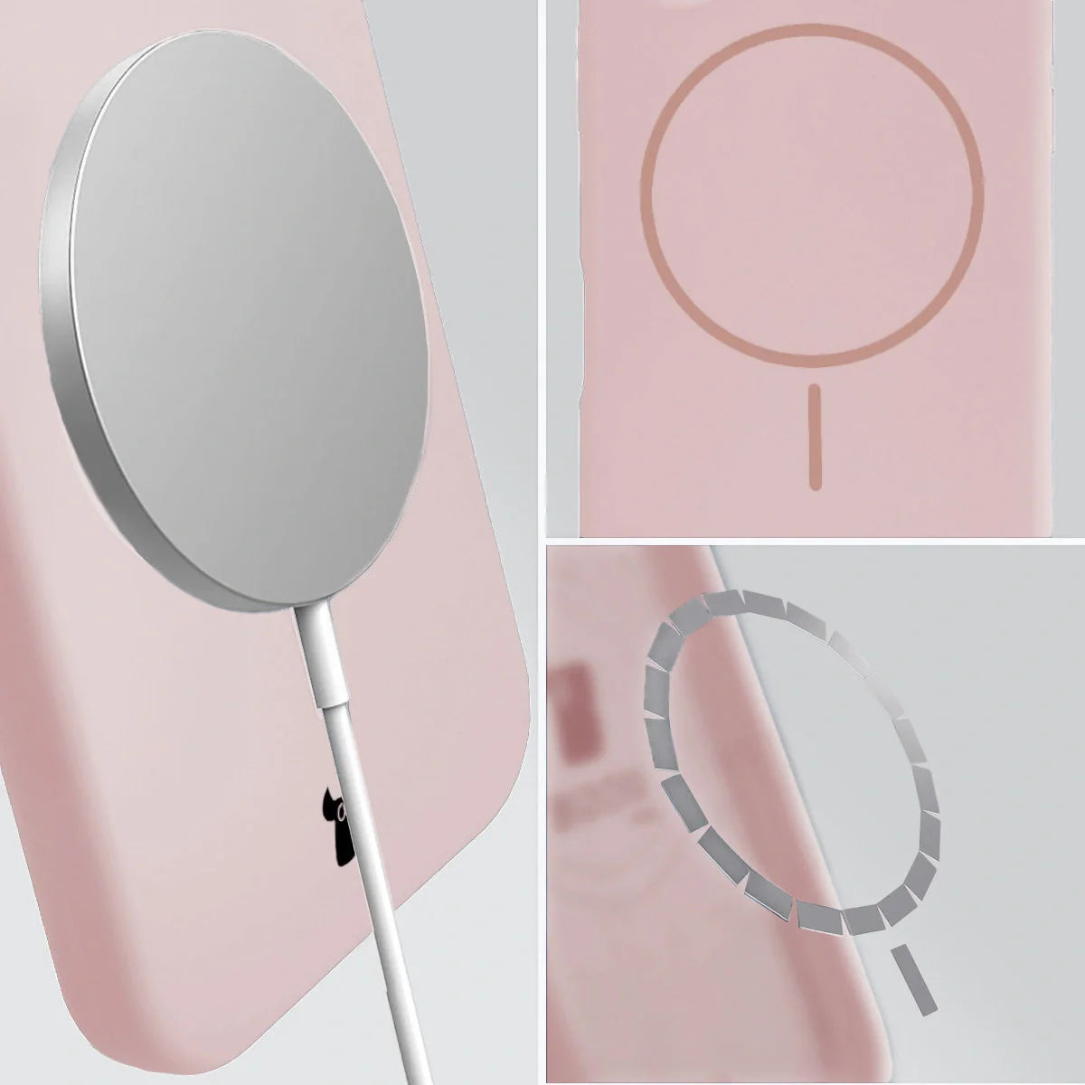Silikon Handyhülle mit Magnetring für Xiaomi 17, Bizon Soft Case Magnetic, Hellrosa