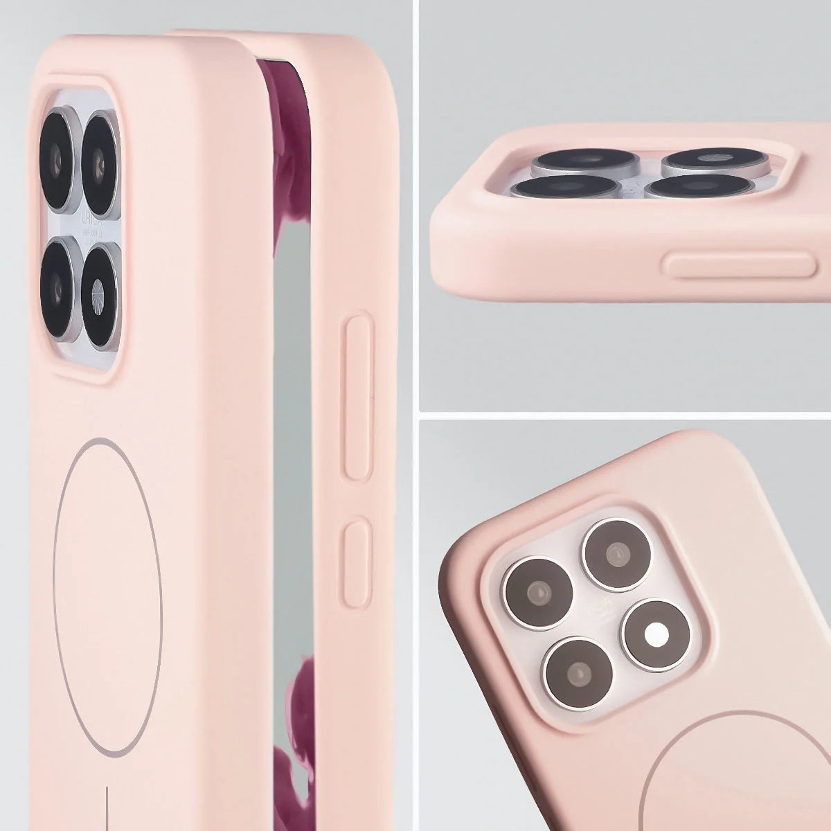 Silikon Handyhülle mit Magnetring für Xiaomi 17, Bizon Soft Case Magnetic, Hellrosa