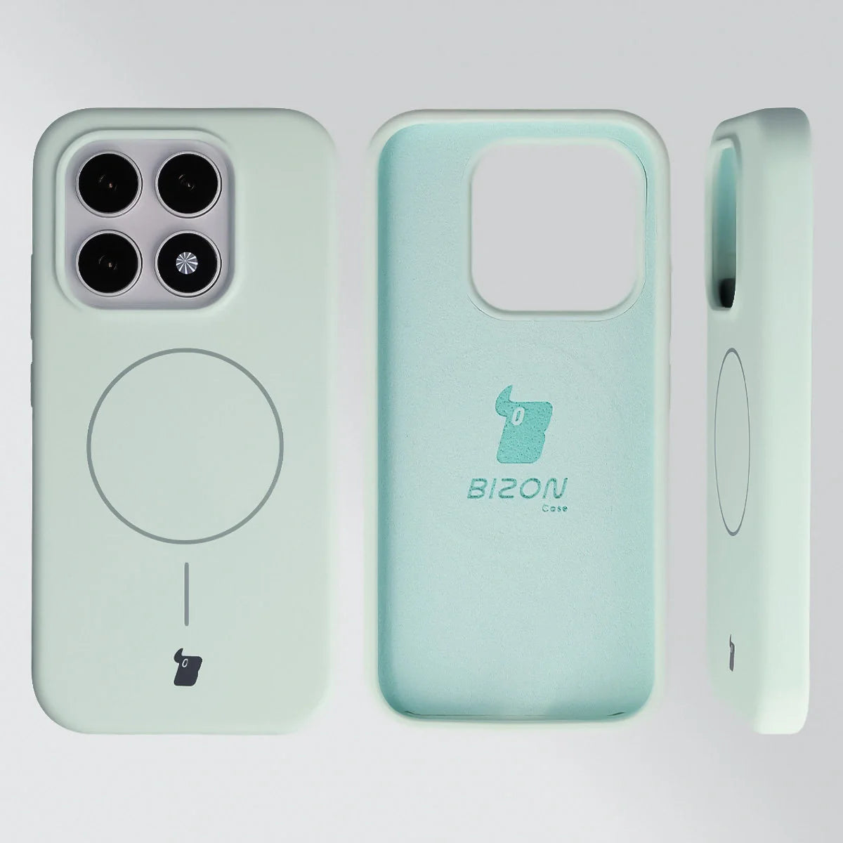 Silikon Handyhülle mit Magnetring für Xiaomi 17, Bizon Soft Case Magnetic, Pistazienfarben