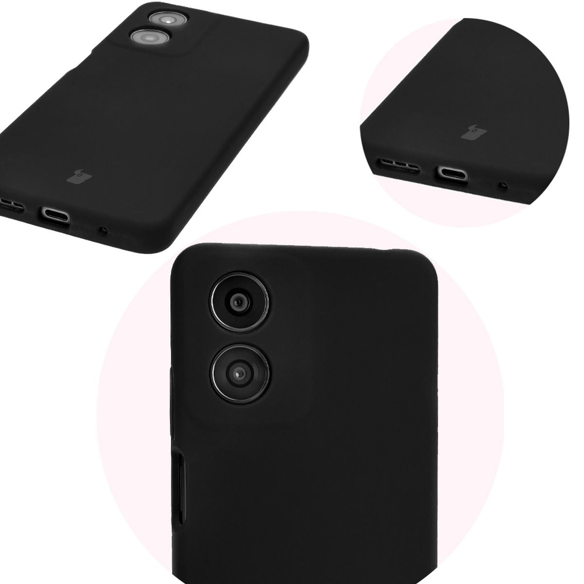 Silikon Handyhülle für Motorola Moto G04, Bizon Soft Case, Schwarz