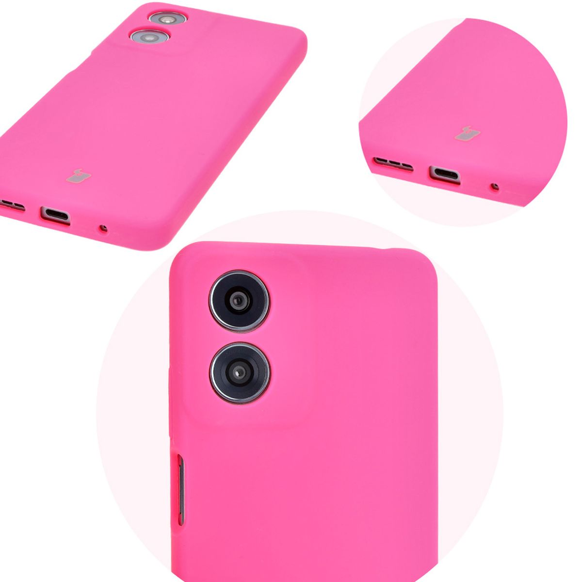 Silikon Handyhülle für Motorola Moto G04, Bizon Soft Case, Neon-Pink