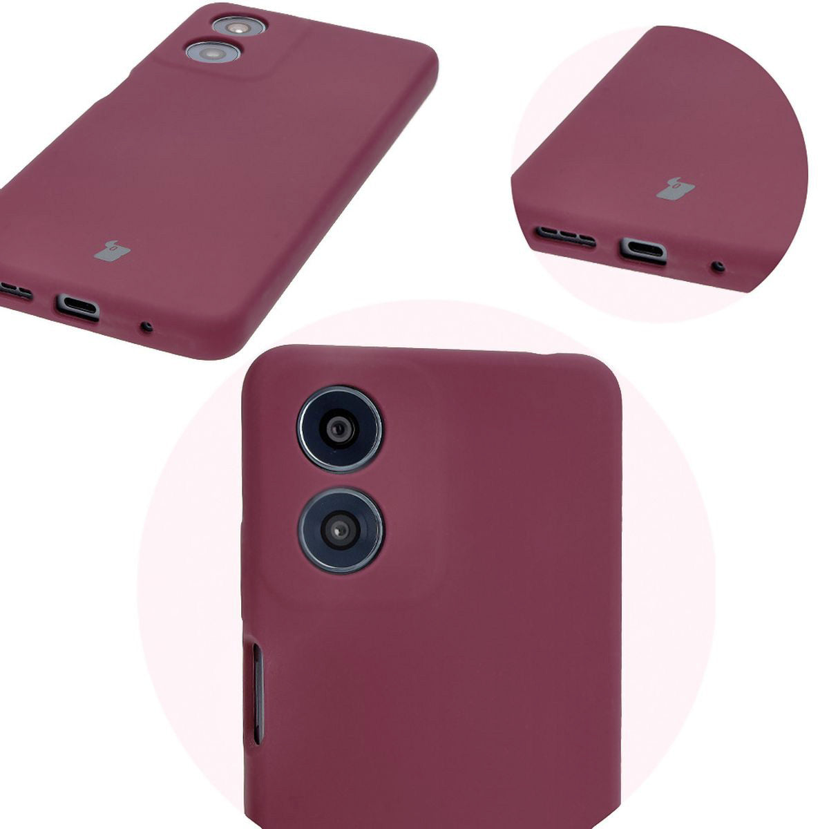 Silikon Handyhülle für Motorola Moto G04, Bizon Soft Case, Pflaumenfarbe