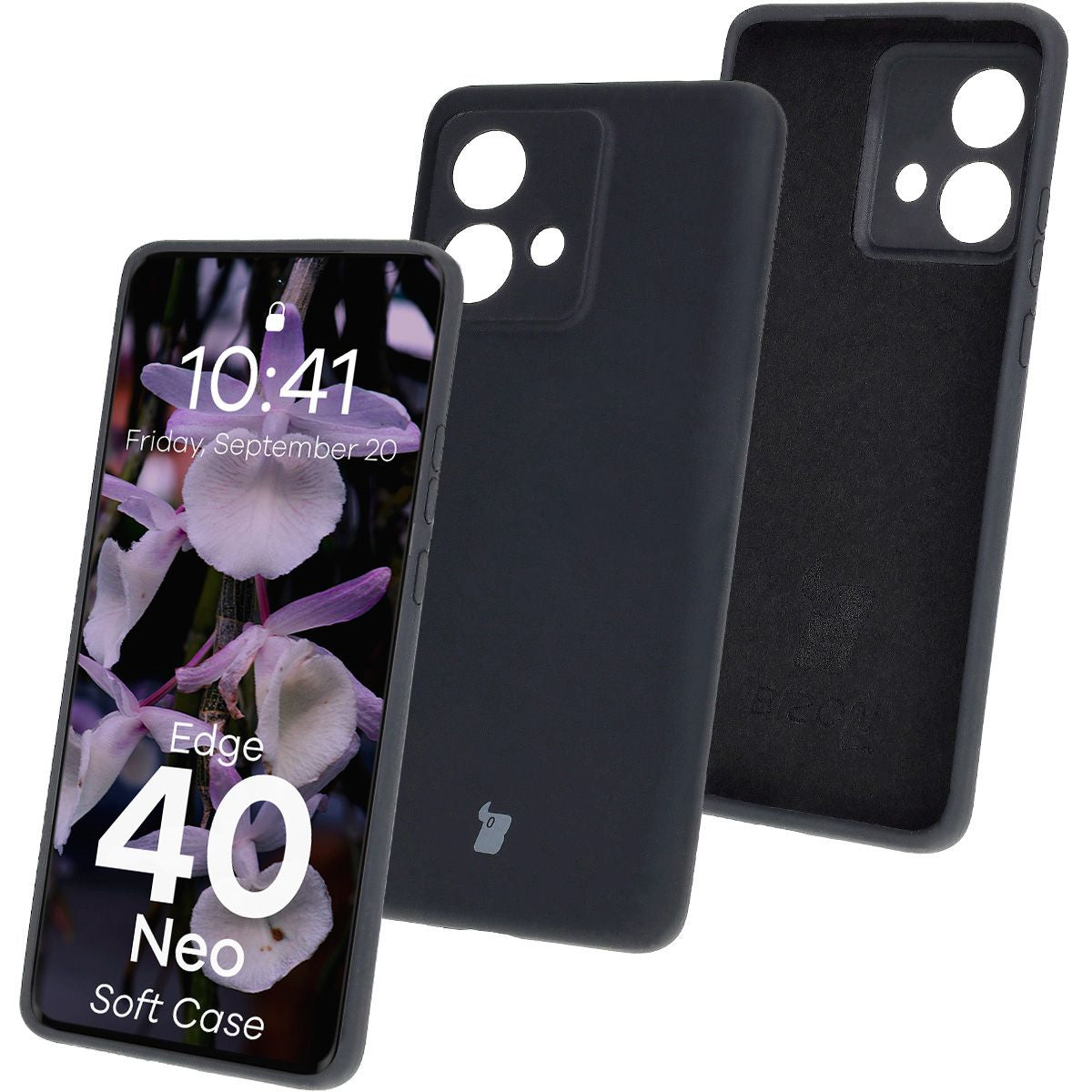 Silikon Handyhülle für Motorola Edge 40 Neo, Bizon Soft Case, Schwarz