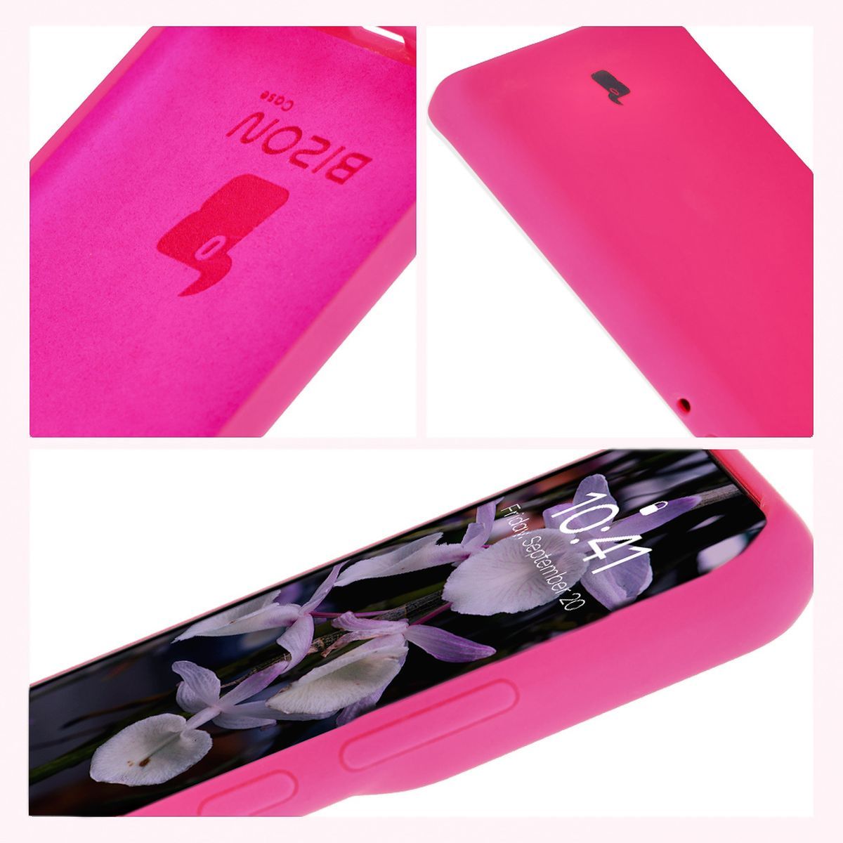 Silikon Handyhülle für Motorola Edge 50 Pro, Bizon Soft Case, Neon-Pink